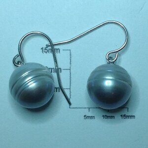 Honora Elegant Freshwater Ringed Pearl Silver Wire Earring.